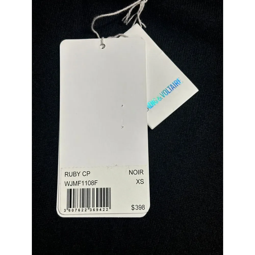 Zadig & Voltaire NWT Ruby Oversized‎ Featherweight Cashmere Sweater Noir X-Small - Picture 9 of 9